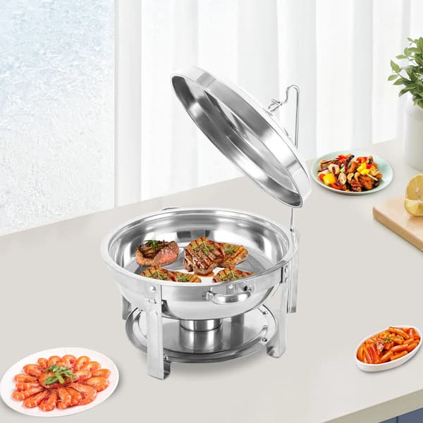 Chafing Dish, 7,92Qt kapacitet, høj kvalitet rustfrit stål, rund design, fire forstærkede ben, ideel til buffetservice