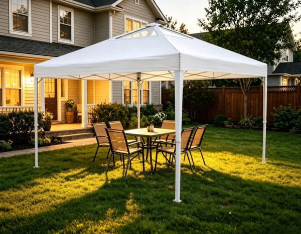 Pavillon Gazebo Telt, Vandtæt Kappe, UV Beskyttelse,Hvid