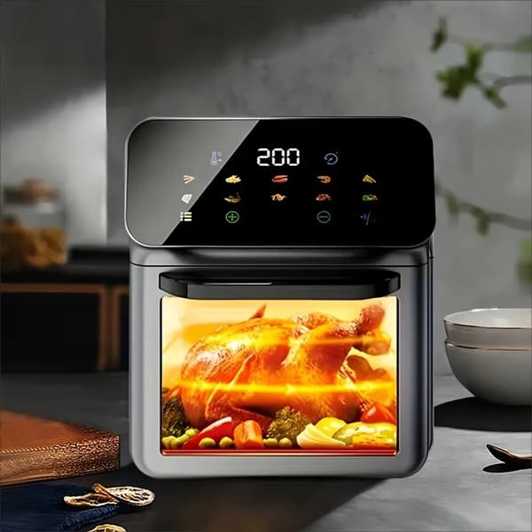 Luftfritös, 15L Stor Kapacitet, Smart Touchskärm,svart, EU
