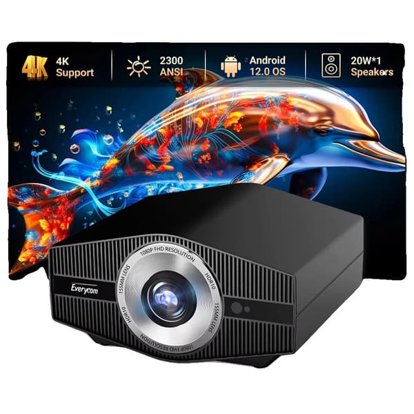 Projektori, HD-resoluutio, Bluetooth-yhteys,Everycom YG710W, EU Plug