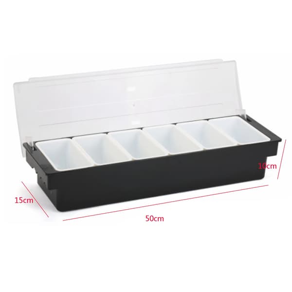 Ingrediensbeholder, 6 rum, holdbar ABS-konstruktion,sort