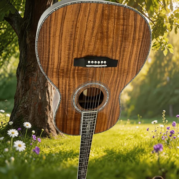 Gitarr, Koa-kropp, Ebenholtsgrepp,Brun