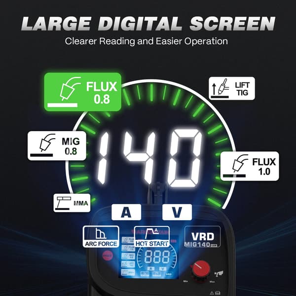 MIG svejsemaskine, multi-mode kapacitet, klar til brug,A