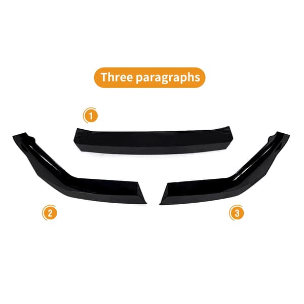Front Bumper Lip Splitter, Passer til Performance Luxury Sedan, Forbedrer Aerodynamik,Glansende Sort
