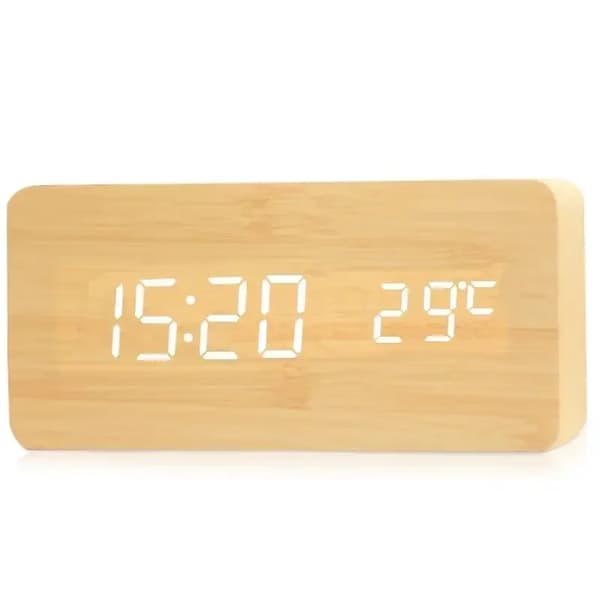 Digital väckarklocka, trädesign, temperaturvisning,Bambu