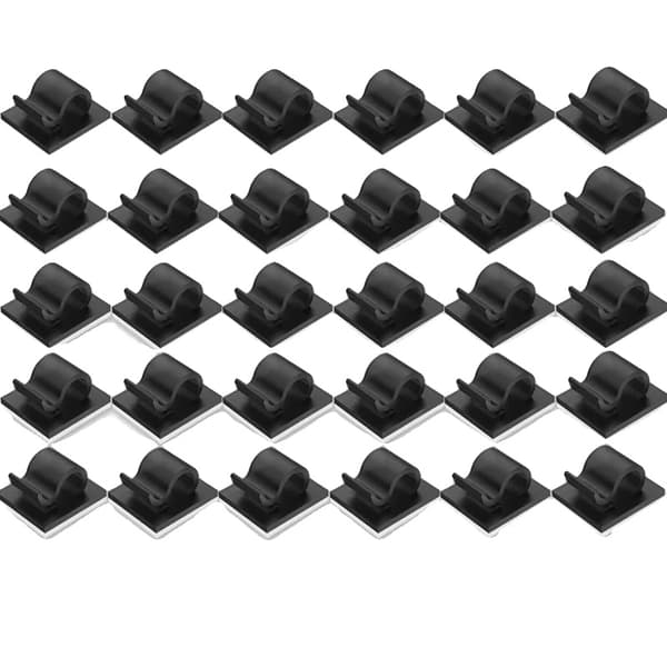 Kabelklips, Selvklæbende, Nem installation,30 Sort