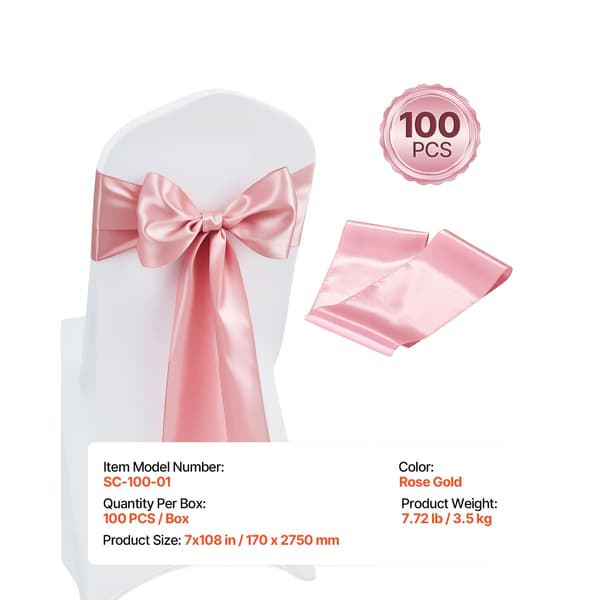 Satinstolar, Elegant Utseende, Mångsidig Passform,100pcs Roséguld
