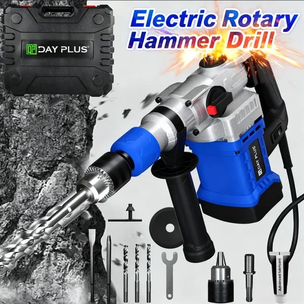 Rotary Hammer Drill, 1500W Effekt, 4-Funktionsdesign,Blå