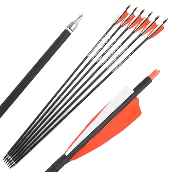 Bågskytte Pilar, 12 Pack, Lättvikts Kolfiberkomposit,Orange