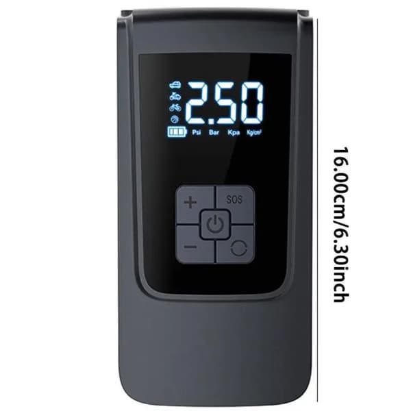 Luftkompressor, Elektrisk Däckpump, Multifunktionell Pump, Batteridriven, Svart