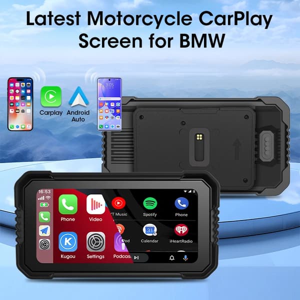 Motorcykel Dashboard Display, Trådløs Forbindelse, Vandtæt Design,6.25 tommer Carplay