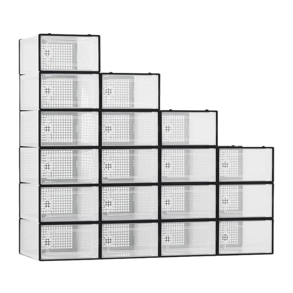 Skoopbevaringskasser, Stabelbart Design, Gennemsigtig Synlighed,Sort