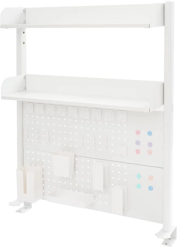 Skrivbordshylla, Pegboard-design, Hållbar konstruktion,VIT