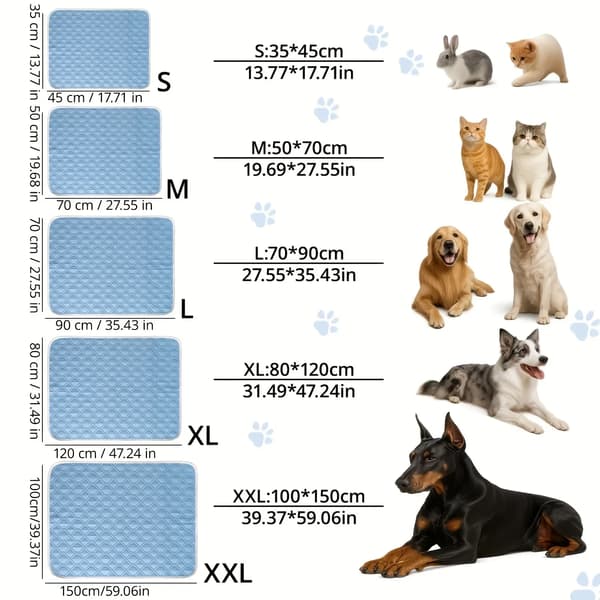 Hundekølemåtte, Åndbart Materiale, Bærbart Design,Blå-b, XXL-100cmx150cm-a