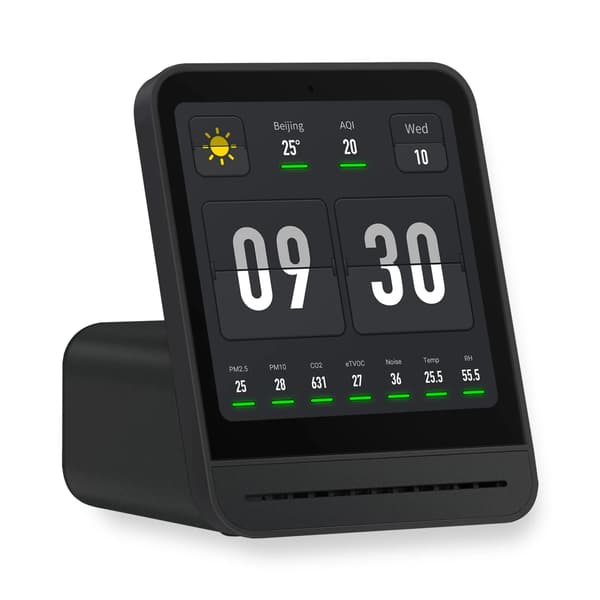 Luftkvalitetsmonitor, Realtidsmålinger, Smart Wi-Fi-forbindelse,1Pcs Sort