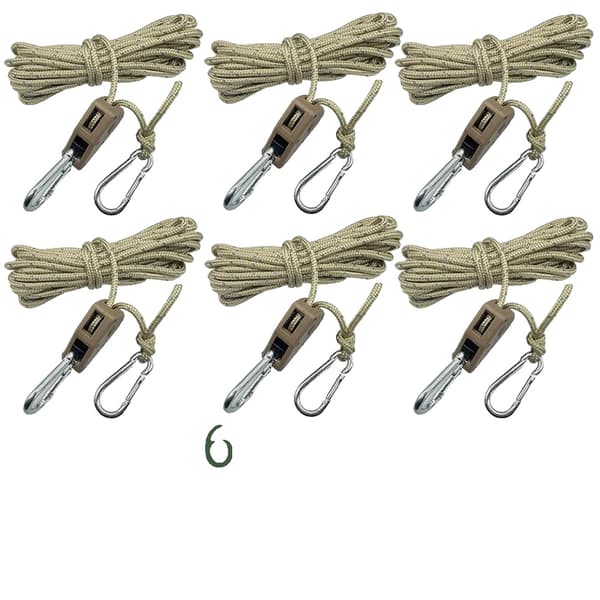Campingtält Rep, 6st Reflekterande Spännare Set, Hållbart Blocksystem,Mörk khaki