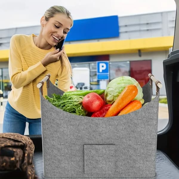 Vedkorg, Fällbar Design, Kraftigt Filttyg,2st, 70L