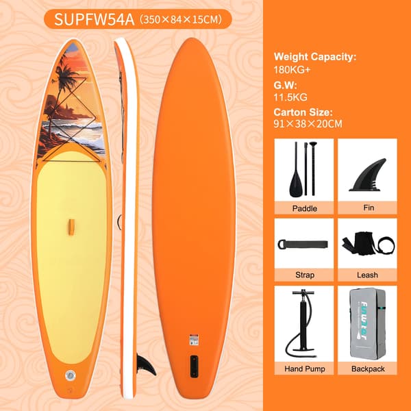 Stand Up Paddle Board, Oppustelig, Inkluderer Tilbehør,SUPFW54A