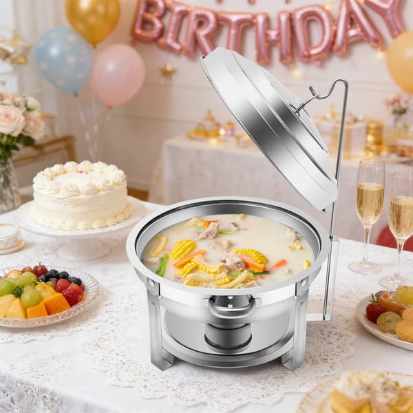 Chafing Dish, Rund, Rustfrit Stål Konstruktion,Sølv
