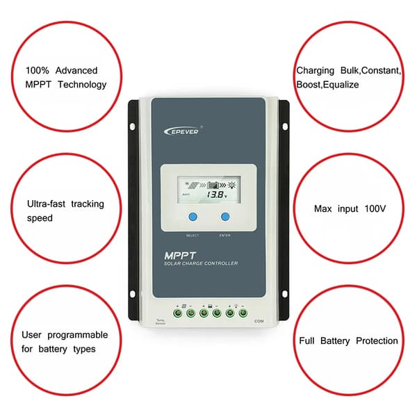 Solcellsregulator, MPPT-teknik, 10A maximal ström,12V 24V Bil, 10A 60VDC