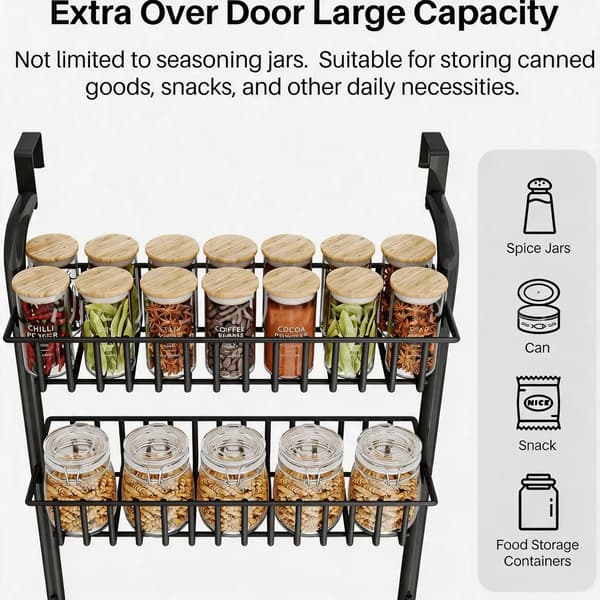 Spisekammer Organizer, 6-Lags Heavy Duty, Pladsbesparende Design,sort