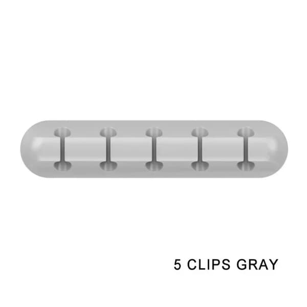 Kabelorganisator, Selvklæbende Design, Holdbart Materiale,5 Clips Grå