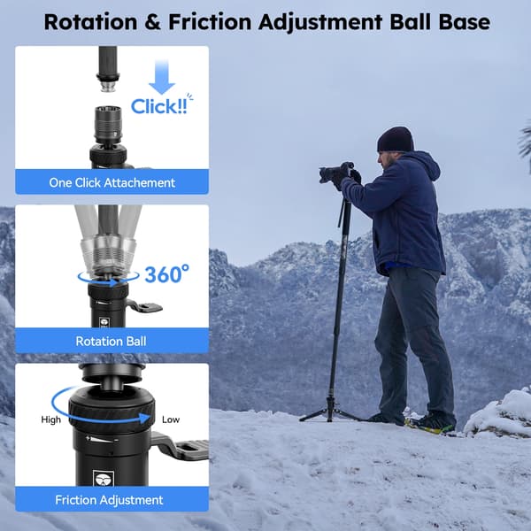 Monopod, Kulfiber, 3-i-1 Alsidighed,SVM-145P