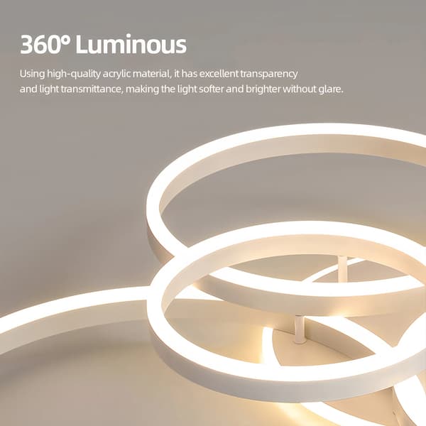 Loftlampe, Ringdesign, Dæmpbar LED-belysning,hvid 6 hoved