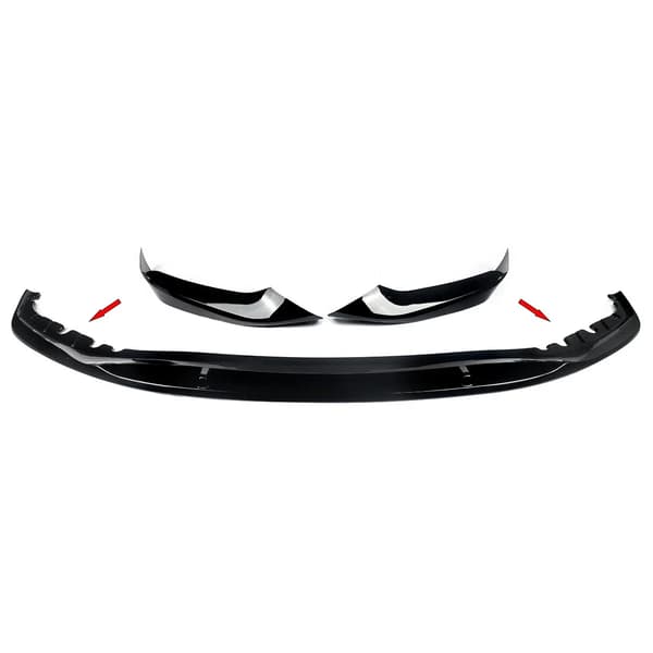 Front Splitter, Holdbart ABS Materiale, Kompatibel med Luksus M Sport Køretøjer,Glans Sort