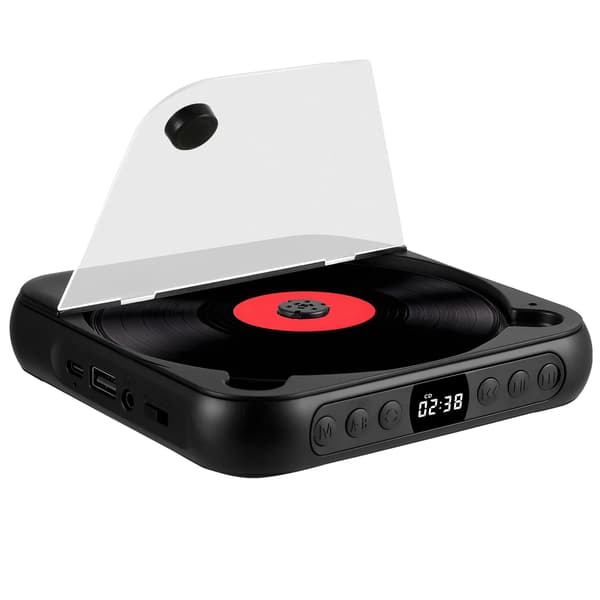 Bærbar CD-afspiller, Bluetooth 5.3, Genopladeligt batteri,Grå