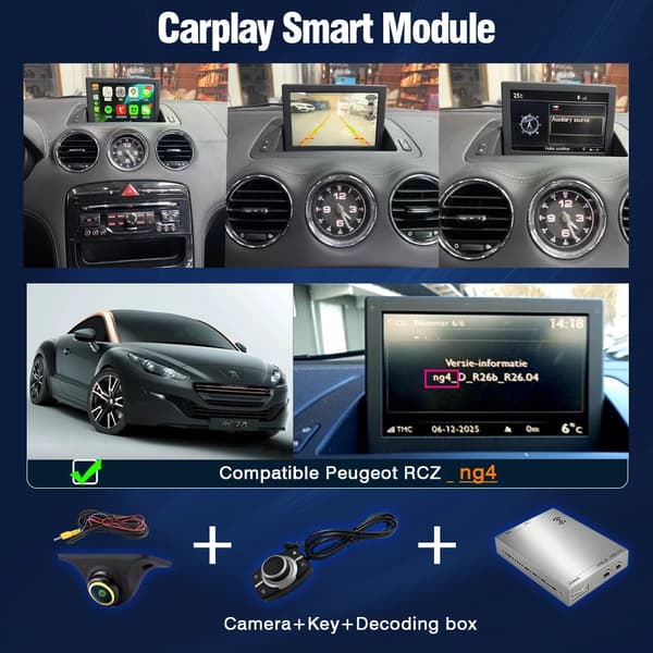 Trådløs CarPlay Android Auto, Kamerastøtte, Brugervenligt Interface,ng4+cam