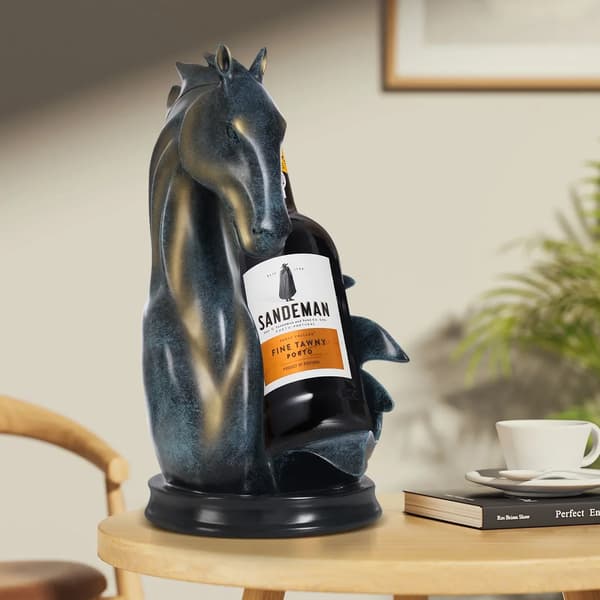 Vinflaskeholder, Hestehoved Design, Holdbart Harpiks Materiale,Blå