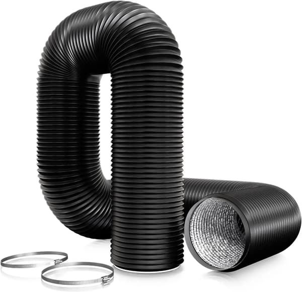Ventilationsslange, Holdbar PVC, Fleksibelt Design,DN120, sort, 600cm