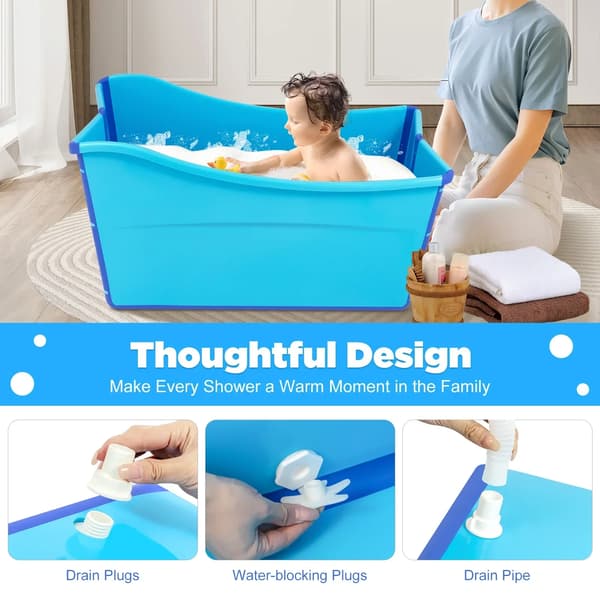 Foldbar Badekar, Pladsbesparende Design, Skånsom mod Huden,Blå