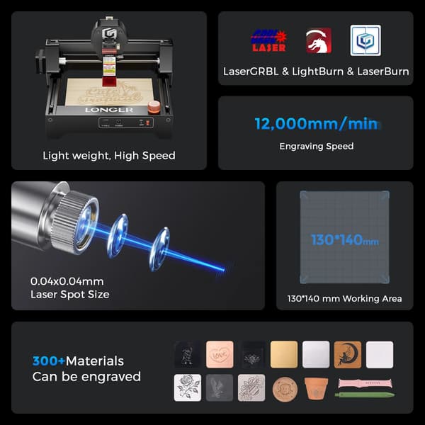 Mini Laser Gravør, 3.5W Laser Effekt, Touch Skærm Interface,LONGER RAY5 Mini 3.5W