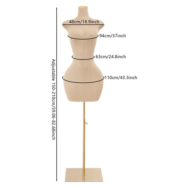 Kjoleform Mannequin, Justerbar Højde, Moderne Design,Guld