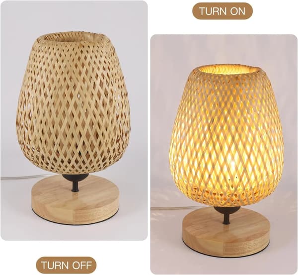 LED Bordslampa, Effekt 10W, Sockeltyp E27, Spänning 220V, Luminös Flöde 249-2000, Material Bambus och Trä