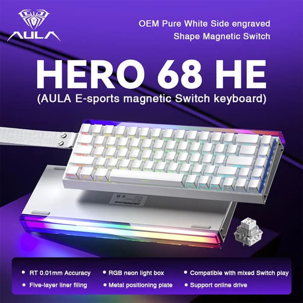 Spel tangentbord, Hot Swappable Switchar, RGB Belysning,Vit sida graverad