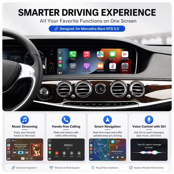 Trådlös CarPlay Android Auto Dekoder, Multimediauppspelning, Röststyrning,För S Class NTG5.0
