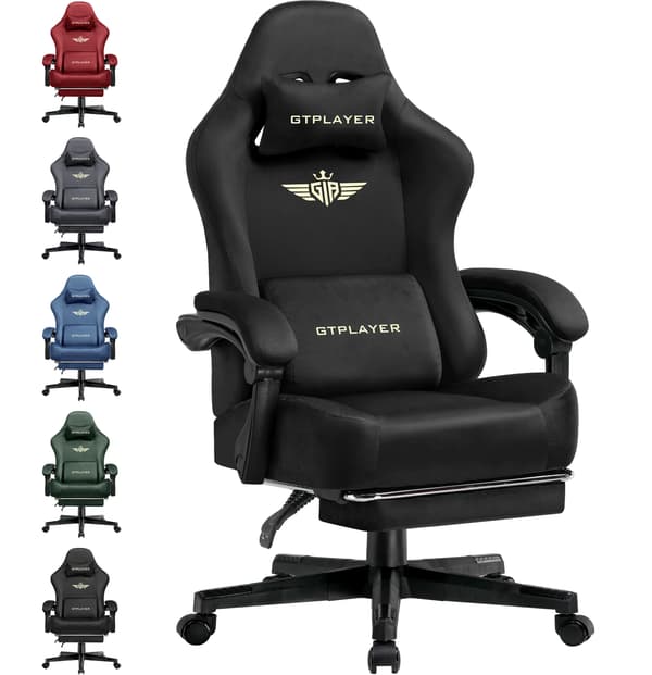 Ergonomisk Kontorstol, Åndbart Stof, Justerbar Rygstøtte,Sort