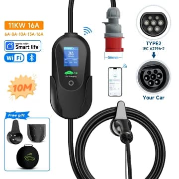 EV-laddare, Justerbar Ström, Smart APP-kontroll,Röd