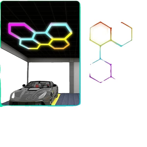 LED Hexagon Belysning, Dynamiske Effekter, Smart Enhed Kompatibel,RGB 5-Hul