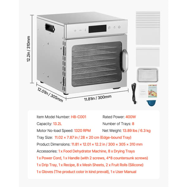 Mattork, 8 Brickor, Justerbar Temperatur,8 Brickor