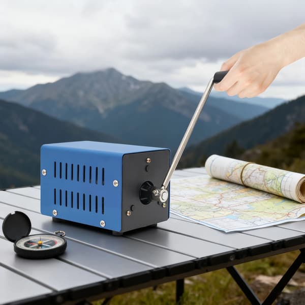 Handdriven generator, bärbar design, miljövänlig strömkälla, Blå