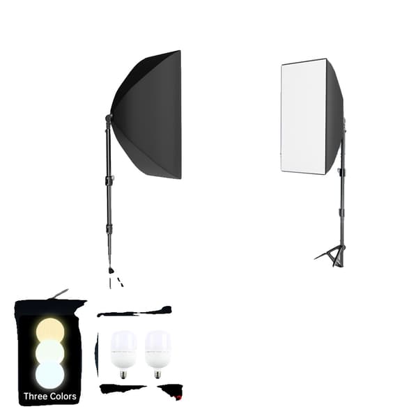 Belysningskit, Justerbar Lystativ, Reflekterende Softbox,2 Tre Farve Pære