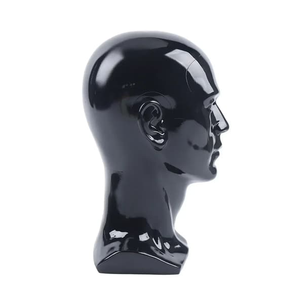 Mannequin Hoved, PVC Model, Stabil Base,Sort