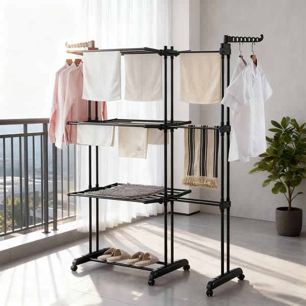 Tørrerack, Foldbar, Multi-Niveau Struktur,sort, XXL-b