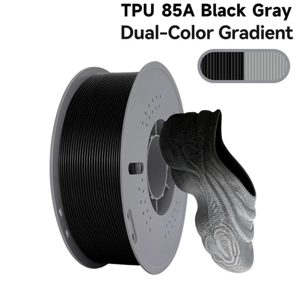 TPU Filament, Hög Flexibilitet, Smidig Matning,Svart Grå