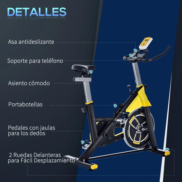 Stationær cykel, justerbar modstand, kompakt design,GUL