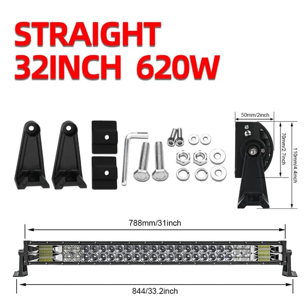 LED-ljusramp, hög lumen, justerbar montering,32tum 2-Rader